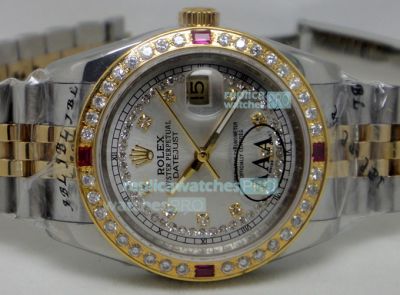 Highest Quality Replica Rolex Datejust Diamond Dial 2-Tone Case Watch